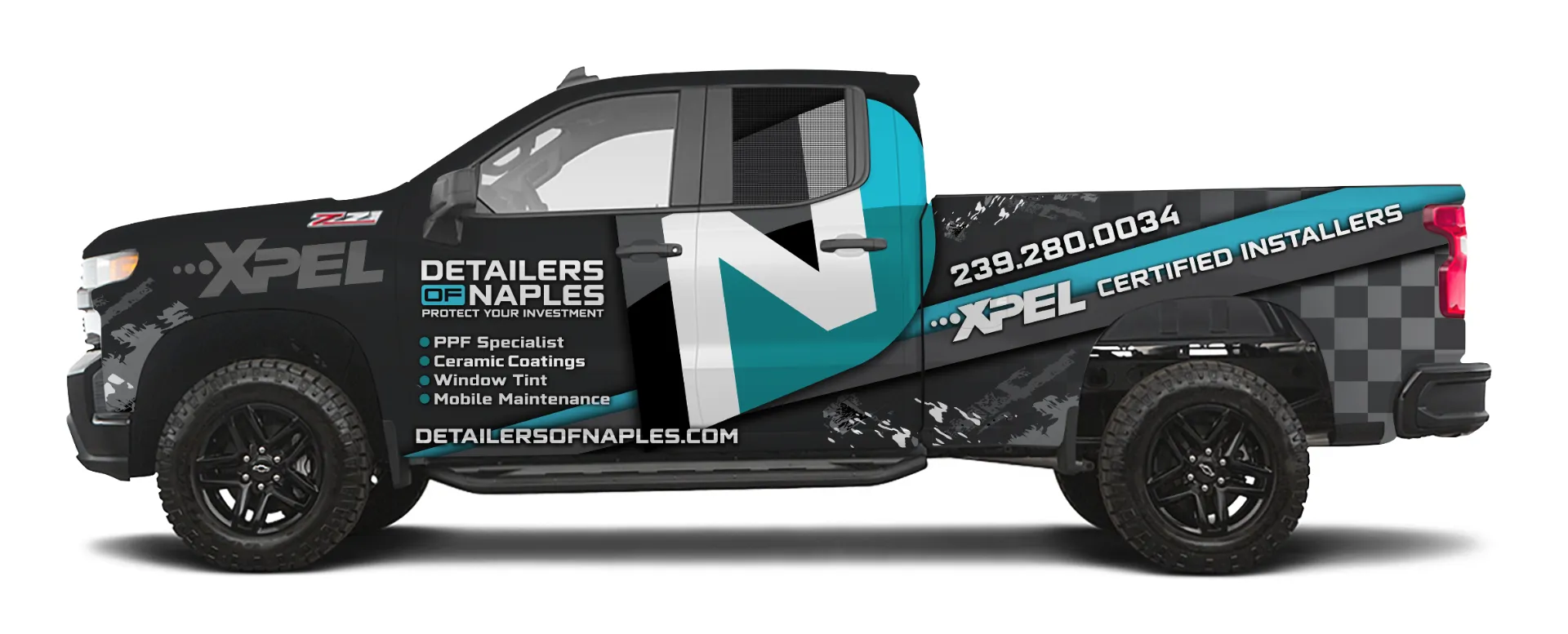 Detailers of Naples branded pickup truck wrap design